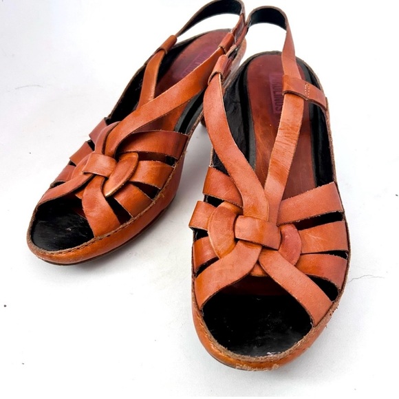 PIKOLINOS Brandy Brown Leather Sling Backs Strappy Heel Sandals Size 39 8.5 - Picture 5 of 8